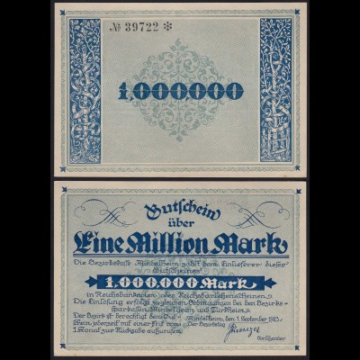 Mindelheim Bayern 1- Million Mark 1923 Notgeld/Gutschein ca. XF (2) (24162