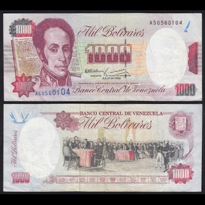 Venezuela 1000 Bolivares Banknote 1992 VF (3) Pick 73c (24211