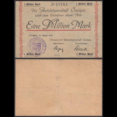 Saulgau 1 Millionen Mark 1923 Notgeld Württemberg (24158