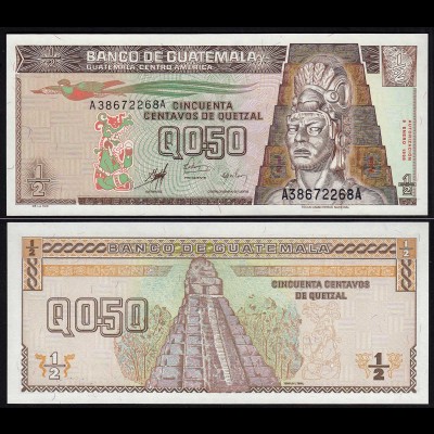 Guatemala 1/2 Quezal Banknote 1998 UNC (1) Pick 98 (24282