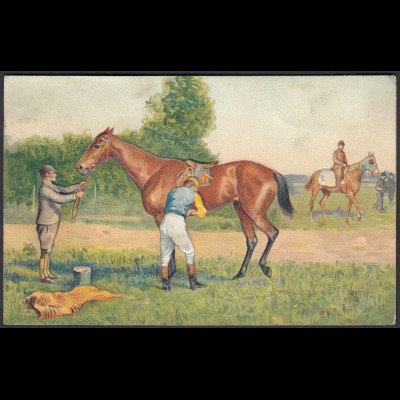 AK Prägekarte Pferde-Sport Jockey (b415