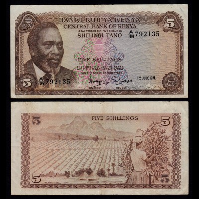 KENIA - KENYA 5 Shillings Banknote 1971 Pick 6b VF (3) (18052