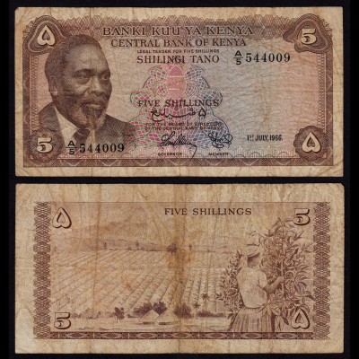 KENIA - KENYA 5 Shillings Banknote 1971 Pick 1a VG (5) (18047