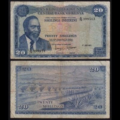 KENIA - KENYA 20 Shillings Banknote 1972 Pick 8c F (4) (18037