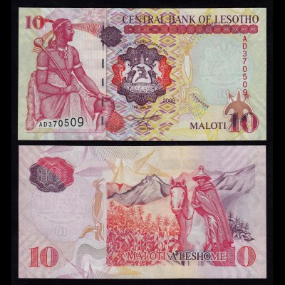 LESOTHO 10 Maloti Banknote 2009 Pick 15 UNC (1) (18003