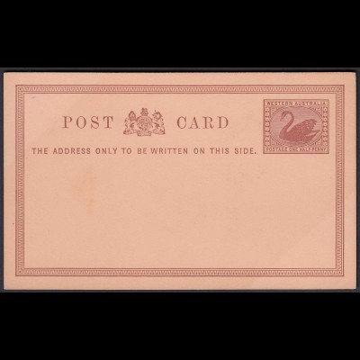 Western Australia Postal Stationery POSTCARD Swan one Half Penny unused (24094