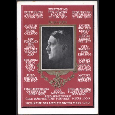 AK NS Propaganda Karte 3.Reich Hitler´s Pläne zum 50.Geburtstag (8376