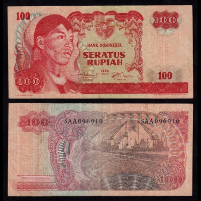 INDONESIEN - INDONESIA 100 RUPIAH Banknote 1968 VF (3) Pick 108 (17916
