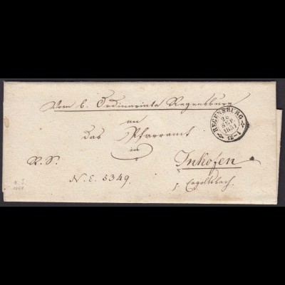 Bayern - Umschlag 1851 REGENSBURG K2 an Pfrarramt INKOFEN (15882