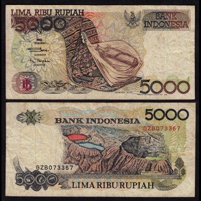 INDONESIEN - INDONESIA 5000 RUPIAH Banknote 1992/1995 Pick 130d VG (5) 