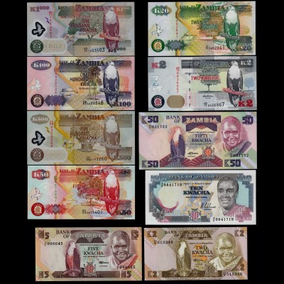 Sambia - Zambia - 10 Stück Banknoten 1991/12 UNC (1) (17981