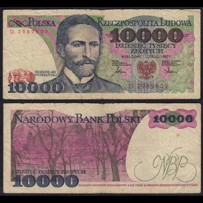 Polen - Poland 10000 10.000 Zloty Banknote 1987 Pick 151a VG (5) (15130