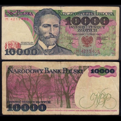 Polen - Poland 10000 10.000 Zloty Banknote 1987 Pick 151a VG (5) (15128