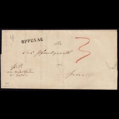 Baden - 1855 Brief OPPENAU L1 nach PETERSTHAL K2 mit Inhalt (15857
