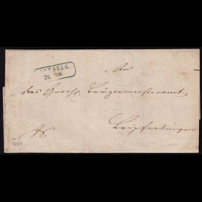 Baden - 1855 Brief vom Hauptsteueramt RANDEGG R2b mit Inhalt (15855