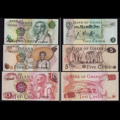 Ghana - 2,5,10 Cedis Banknoten 1977 UNC (1) (15837