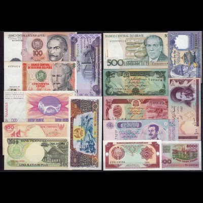 14 Stück verschiedene Banknoten Welt UNC (1) (24355