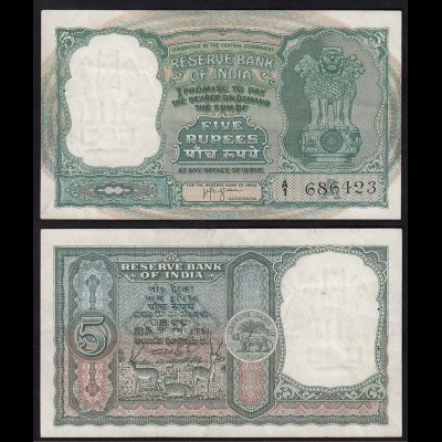 Indien - India - 5 RUPEES Banknote Pick 35b sig.74 XF (2) Letter A (14894
