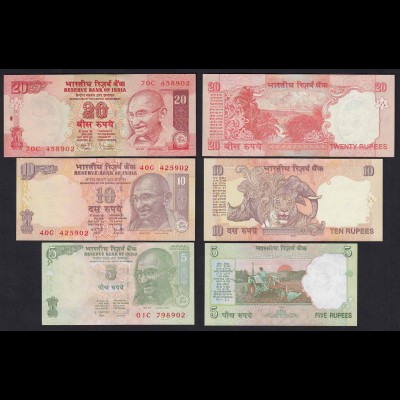 Indien - India 5, 10,20 RUPEES Banknote UNC (1) (19760