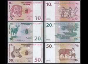 Kongo - Congo 10,20,50 Centimes 1997 Pick 82,83,84 UNC (1) (19758