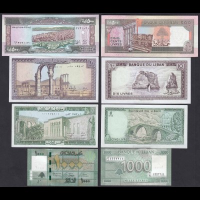 LIBANON - LEBANON 5,10,500,1000 Livres Banknoten UNC (1) (19757