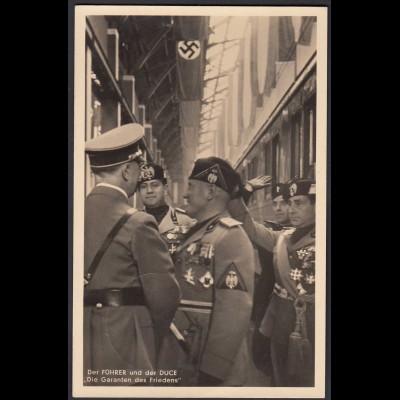 AK NS Propaganda Karte 3.Reich Hitler Treffen mit Mussolini 1937 (24455