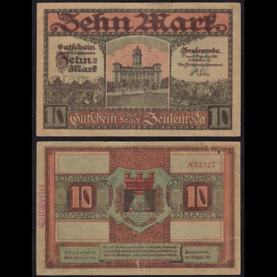 Thüringen Zeulenroda 10 Mark Banknote 1918 Notgeld (14866