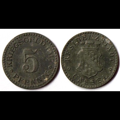 CASSEL Germany 5 Pfennig Notgeld/War Money 1917 zink (r973