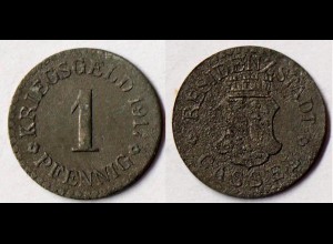 CASSEL Germany 1 Pfennig Notgeld/War Money 1917 zink RAR (r972