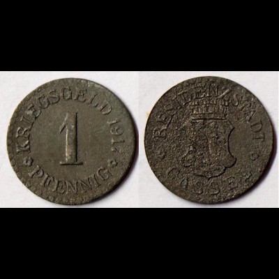 CASSEL Germany 1 Pfennig Notgeld/War Money 1917 zink RAR (r972