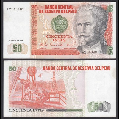 Peru 50 Intis Banknoten 1985 Pick 130 XF (2) (24633