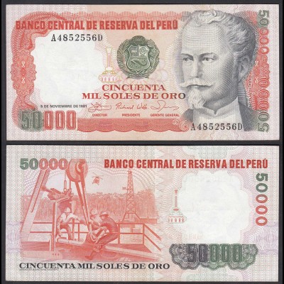 PERU 50.000 Soles de Oro Banknote 1981 PICK 125a VF+ (3+) (24641