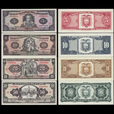 Ecuador 5,10,20,50 Sucres Banknoten 1988 UNC (1) (14775