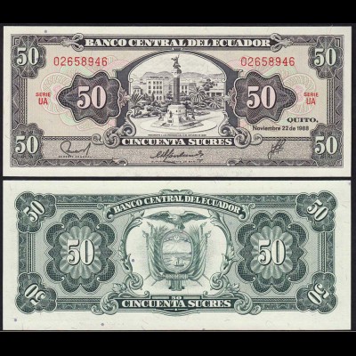 Ecuador 50 Sucres Banknoten 1988 Pick 122 UNC (1) (14774
