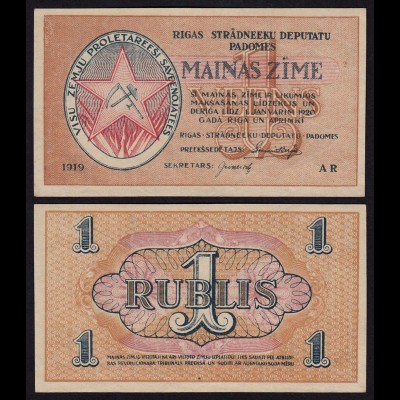 Lettland - Latvia 1 Rubli 1919 Riga Soviet Governement Pick R1 aUNC (1-)