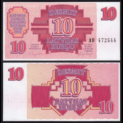 Lettland - Latvia 10 Rubel Banknoten 1992 Pick 38 UNC (1) (16124