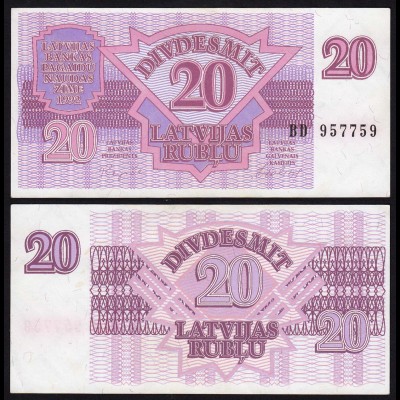 Lettland - Latvia 20 Rubel Banknoten 1992 Pick 39 UNC (1) (16125