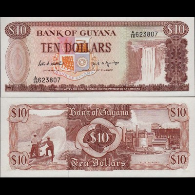 GUYANA 10 DOLLAR BANKNOTE Pick 23d sig.7 UNC (1) (16089