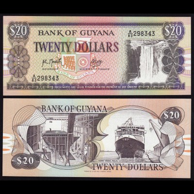 GUYANA 20 DOLLAR BANKNOTE 1989 Pick 27 sig.9 UNC (1) (16088