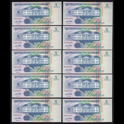 SURINAM - SURINAME 10 Stück á 5 Gulden 1995 UNC (1) Pick 136b (89009