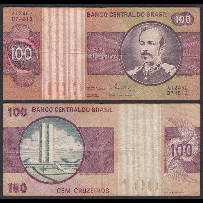 Brasilien - Brazil 100 Cruzados Banknote (1974) Pick 195 Aa F (4) Sig.18