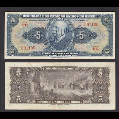 Brasilien - Brazil 5 Cruzaros Banknote (1943) Pick 134a VF (3) (24810