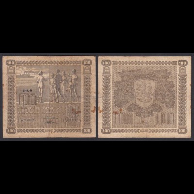 Finnland - Finland 100 Markka Banknote 1939 Pick 73a F- (4-) (24831