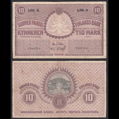Finnland - Finland 10 Markka Banknote 1909 Pick 25 F (4) (24832