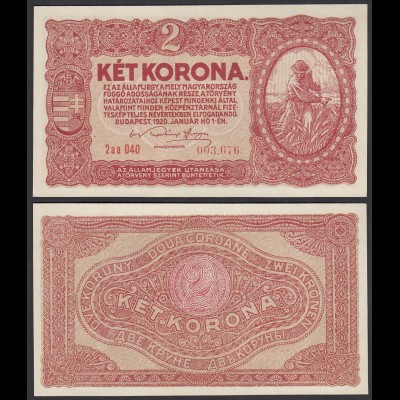 Ungarn - Hungary 2 Korona Banknote 1920 Pick 58 aUNC (1-) (24885
