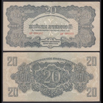 Ungarn - Hungary 20 Pengo Banknote 1944 Pick M6 VF (3) (24895