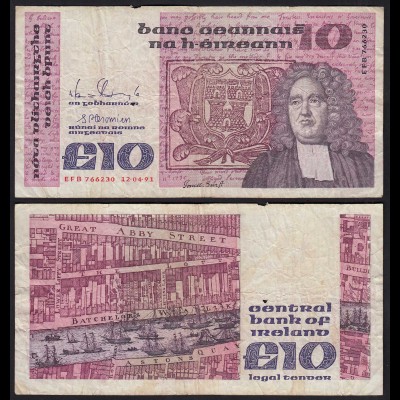 IRLAND - IRELAND 10 POUND Banknote 1991 Pick 72c F (4) (24949