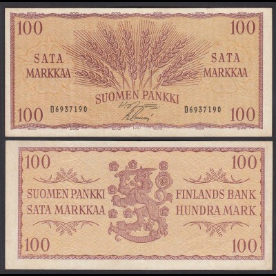 FINNLAND - FINLAND 100 MARKKA 1957 PICK 97a VF (3) (24964
