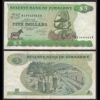Simbabwe - Zimbabwe 5 Dollars 1983 Pick 2c VF (3) (25019