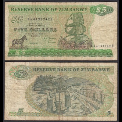Simbabwe - Zimbabwe 5 Dollars 1983 Pick 2c VG (5) (25020
